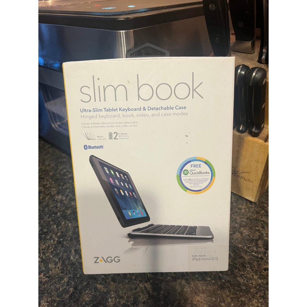 ZAGG Slim Book iPad Air 2 Bluetooth Keyboard Backlit Keys Detachable Case